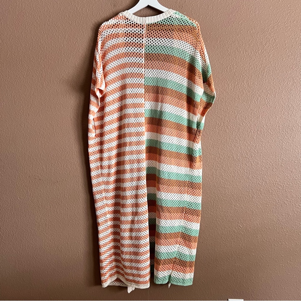 Torrid Striped Knit Duster Open Cardigan Sweater Size 1/2 - Picture 7 of 10